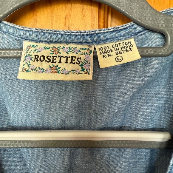 Vintage Embroidered Blue Denim Vest size Large - Picture 3 of 5